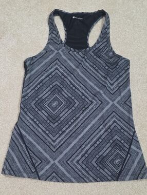 Fabletics Black & Gray Geometric Racerback Tank